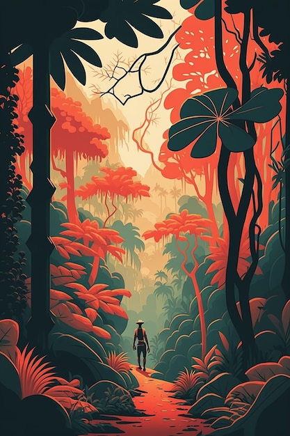 A poster for the movie the man who is walking through the jungle.
