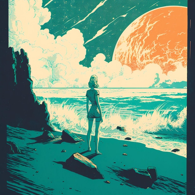A poster for the movie the moon is on the beach