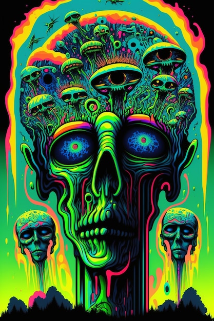 A poster for the movie skull and mushrooms.