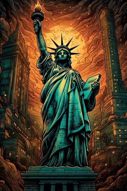 A poster for the movie the statue of liberty.