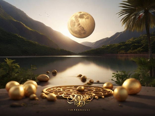 a poster for a movie with a moon and gold eggs on it