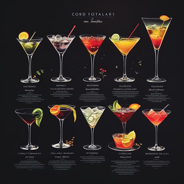 Foto un poster per i film cocktail presenta diversi tipi di cocktail