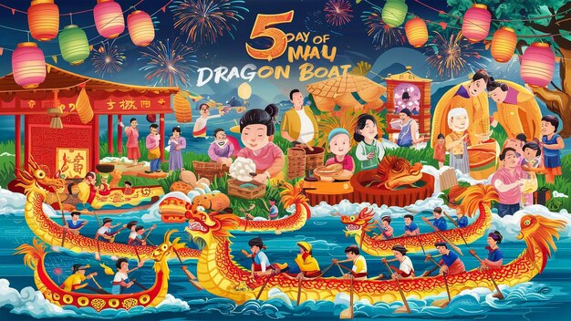 Photo a poster for the movies dragon boat show with a dragon boat and dragon boat