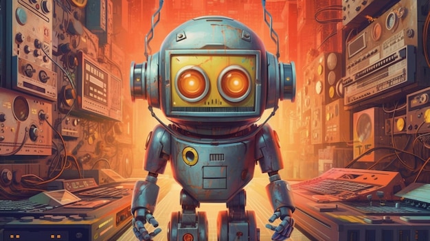 A poster for a music video game called robot