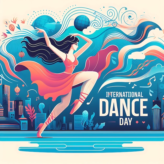 Foto un poster per la giornata nazionale della danza con una donna che balla