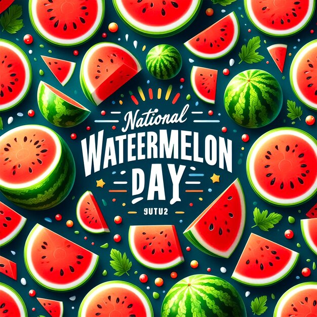 Photo a poster for national watermelon day with watermelon pattern on it