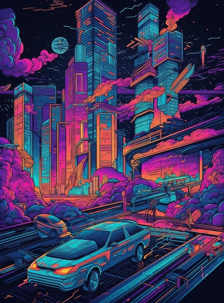 Постер нового альбома Neon City.