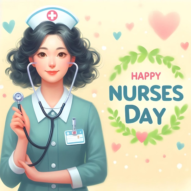 Постер для дня медсестры с стетоскопом медсестры
