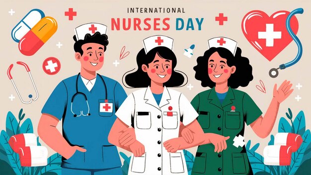 Photo a poster for nurses day of nurses with a red cross on the top