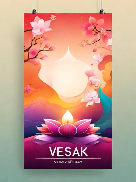 Poster of groetenkaart illustraties van Vesak viering lantaarn en lotus ornamenten Perfect voor de verticale poster of groeten kaart banner en andere ontwerp om Vesak Day te vieren