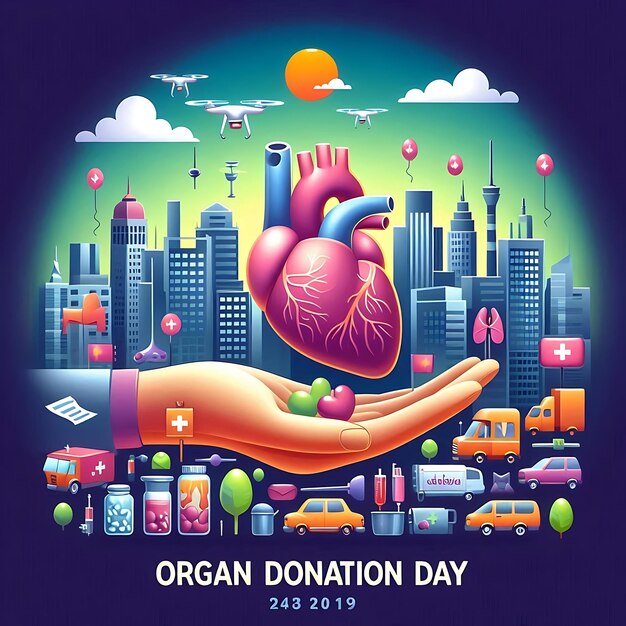 a poster for an organ day with a picture of a heart that says organ