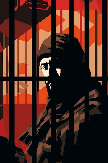 Poster of Palestinian Prisoners Behind Bars With Prison Walls and a Di Vector 2D Dsign Palestine