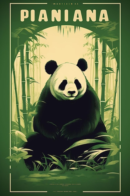 a poster for pandas in bamboo forest