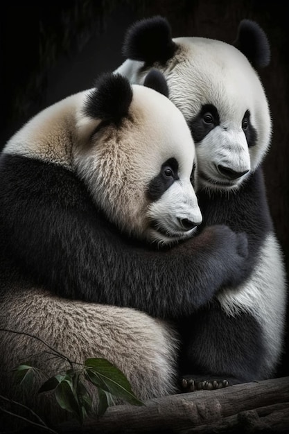 A poster for pandas that says'love is in the air '