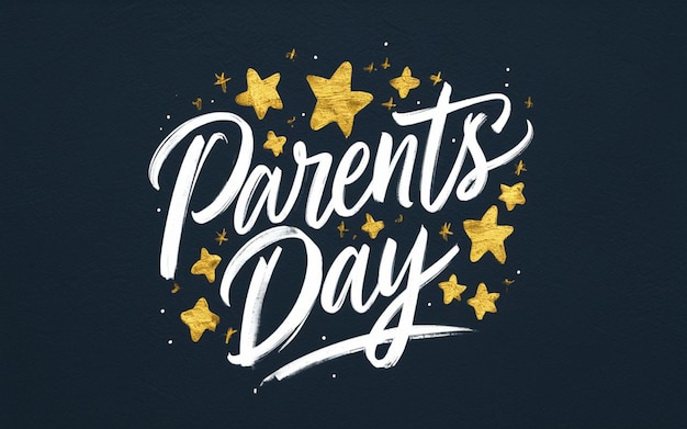 a poster for parents day day with gold stars and a star