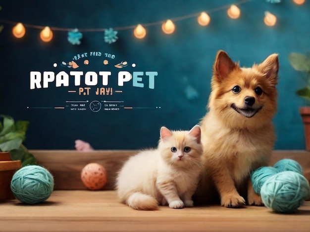 a poster for a pet shop with a cat and a dog