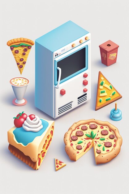 "피자와 피자"라는 제목의 피자와 피자 쇼 포스터.