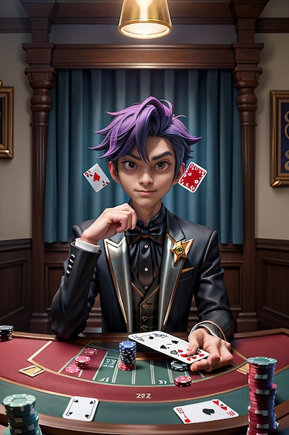 a poster for a poker player with a card that says poker chips.