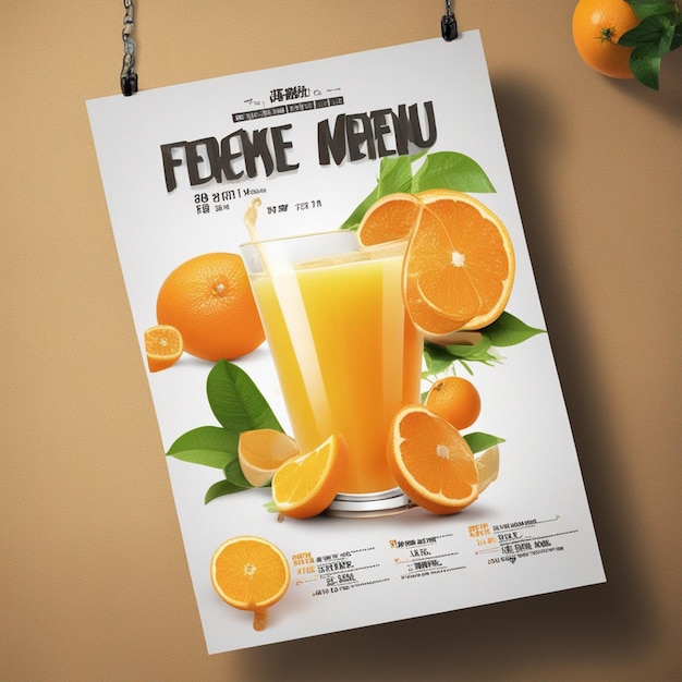 Photo a poster promoting fresh orange juice is displayed on the drink menu template wallpaper