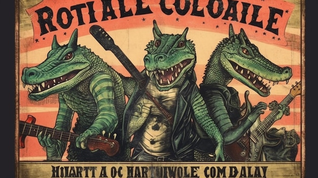 Постер панк-группы под названием "Крокодил"