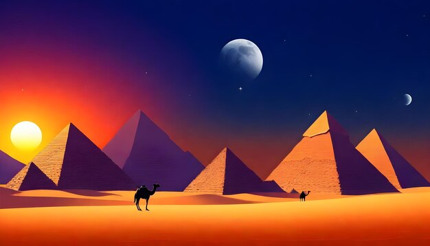 Photo a poster for the pyramids with the moon and the pyramids