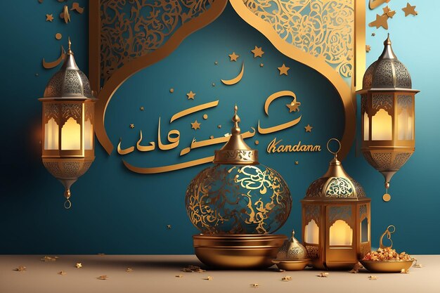 The Poster of Ramadan Kareem with Vector Illustration