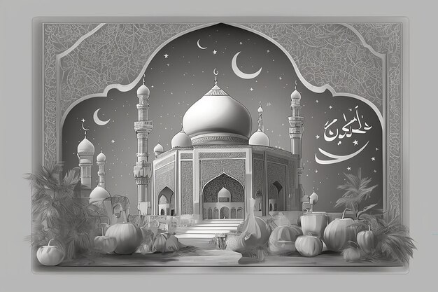 Foto il poster di ramadan kareem con illustrazione vettoriale