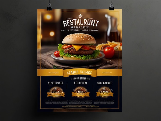 Photo a poster for restaurant restaurant called restaraunt with a picture of a hamburger on it