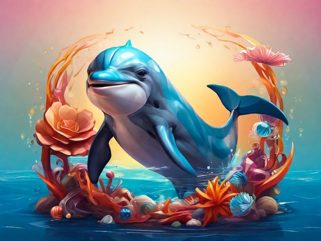 a poster of a shark and a whale with the words dolphin on it