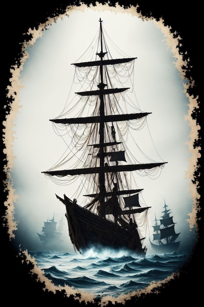 A poster for a ship on the sea