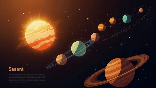 Photo a poster showing planets and the sun