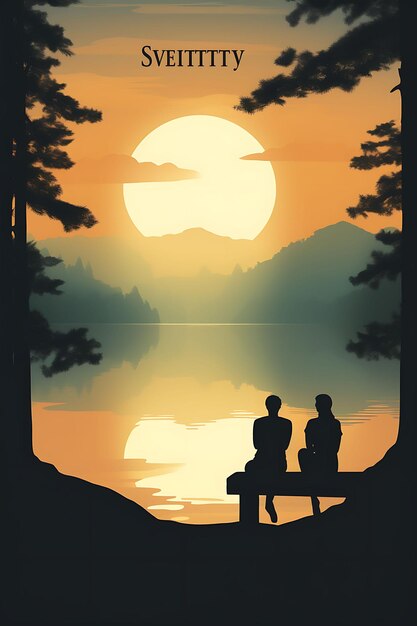 Poster of Silhouettes of Serenity Featuring Silhouetted Indi NO WAR Concept Art 2D Flat Design