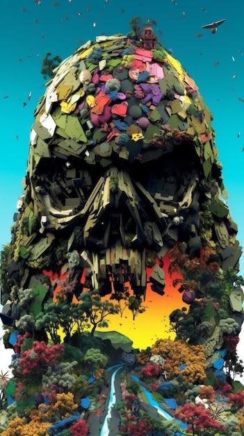 두개골과 "정글이라는 단어"라는 단어가 있는 두개골의 포스터.