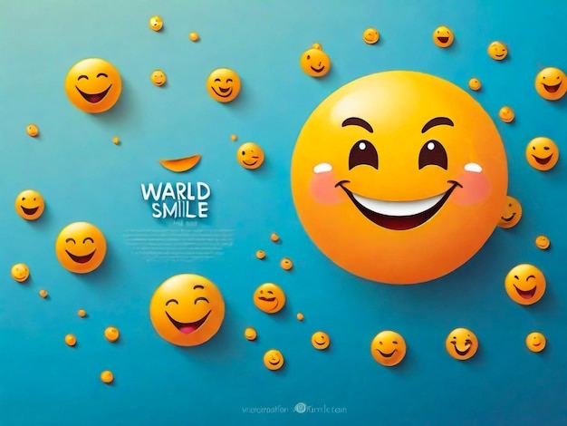 a poster of a smiling face with the words  world smile  on it