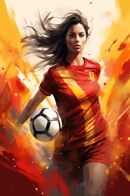 a poster for a soccer player with the ball in the air