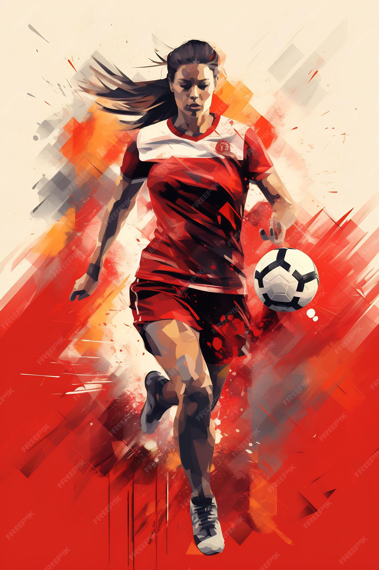 Premium AI Image A Poster For A Soccer Player With A Red Uniform premium-ai-image-a-poster-for-a-soccer-player-with-a-red-uniform