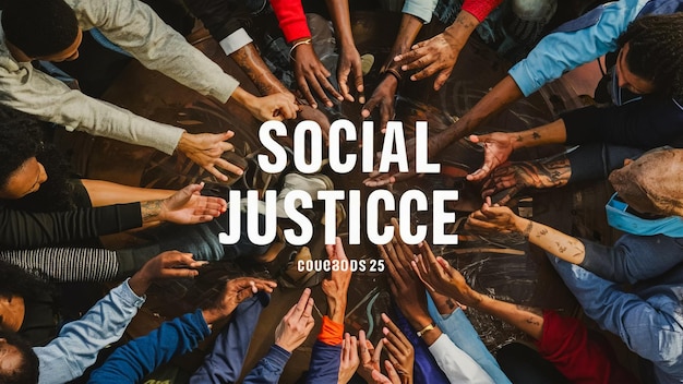 Photo a poster for social justice with people in the background