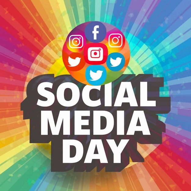 a poster for social media day with a colorful background and a colorful image of a social media day poster