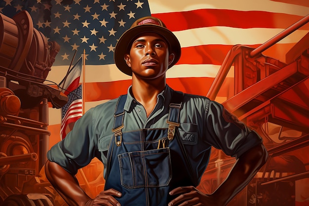 a poster of a soldier labor day celebration