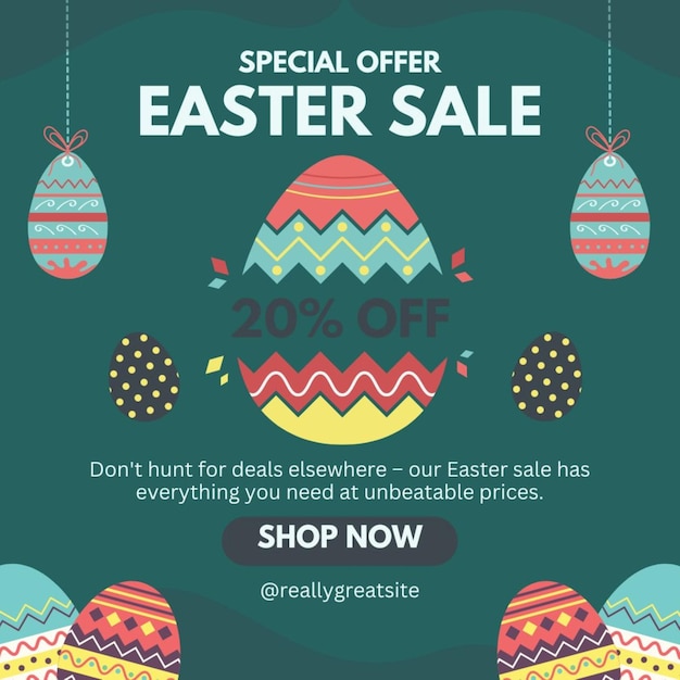 a poster for special easter sale with easter eggs