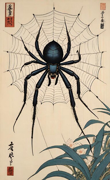Photo a poster for a spider and a cross on the top of it
