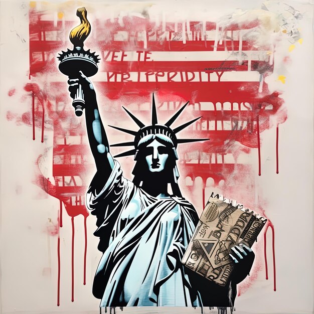 Photo a poster of the statue of liberty with the words  the statue of liberty  on it