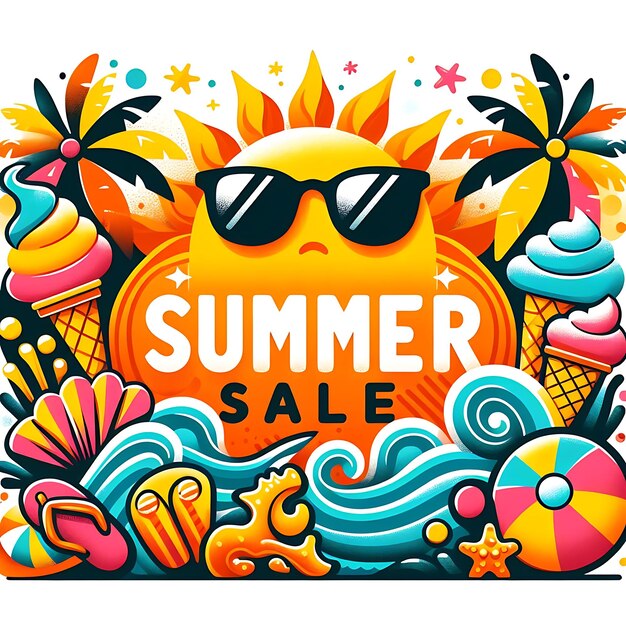 Photo a poster of summer sale with sunglasses and sun glasses