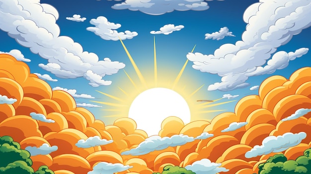 a poster for the sun and clouds.