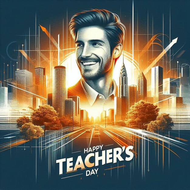 Photo a poster for a teacher day in the city
