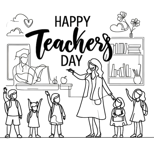 Foto un poster per una giornata degli insegnanti con un gruppo di bambini
