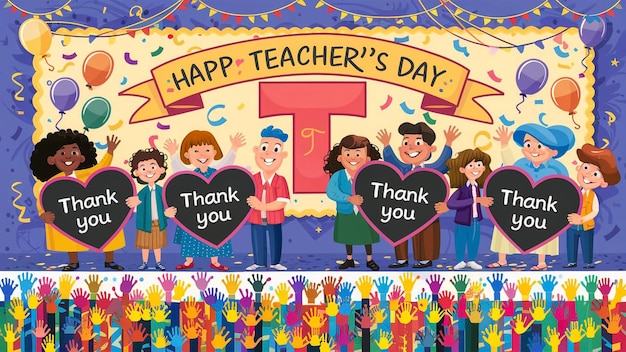 Photo a poster for teachers day teachers day with a banner that says happy teachers