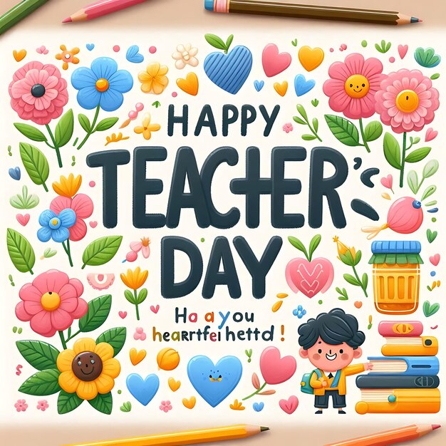 Photo a poster of teachers day with a message that says teachers day