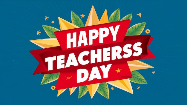 Foto un poster per la giornata degli insegnanti con un nastro che dice felice giornata dei insegnanti
