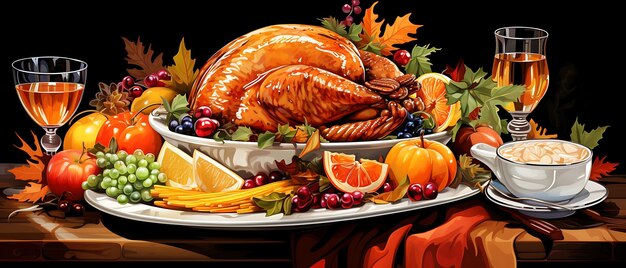 Poster of Thanksgiving Feast a Showcase of the Classic Foods Thanksgiving Holiday Design Idea